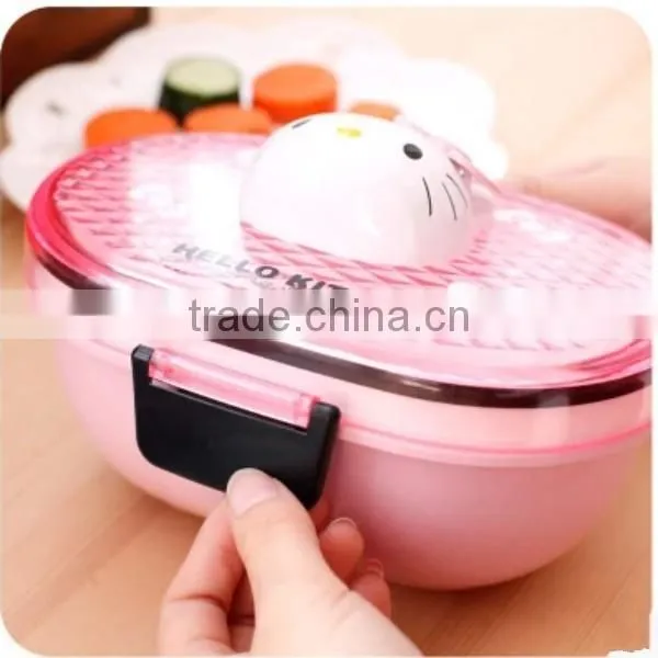 Cute Cartoon Microwaveable Double Layer Plastic Bento Lunch Box Spoon,hot New Product for 2015,CUSTOM Plastic Lunch Box Supplier photo-4