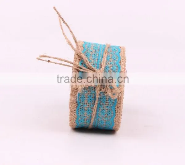 Jute Burlap Natural Hessian Ribbon With Lace Trim Wedding Rustic Vintage photo-3