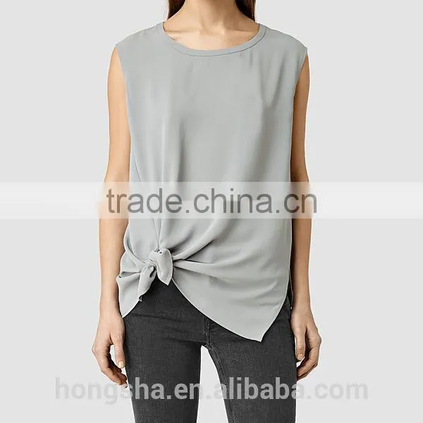 2016 Fashion Lightweight Knot Hemline Sleeveless Tank Top HST8036 photo-6