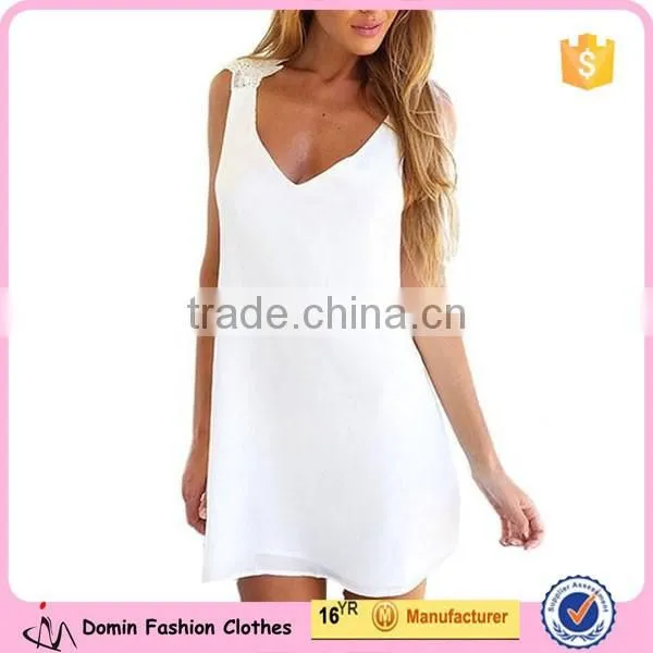 Women Sexy Backless Lace Crochet Chiffon Summer Beach Mini Dress photo-2