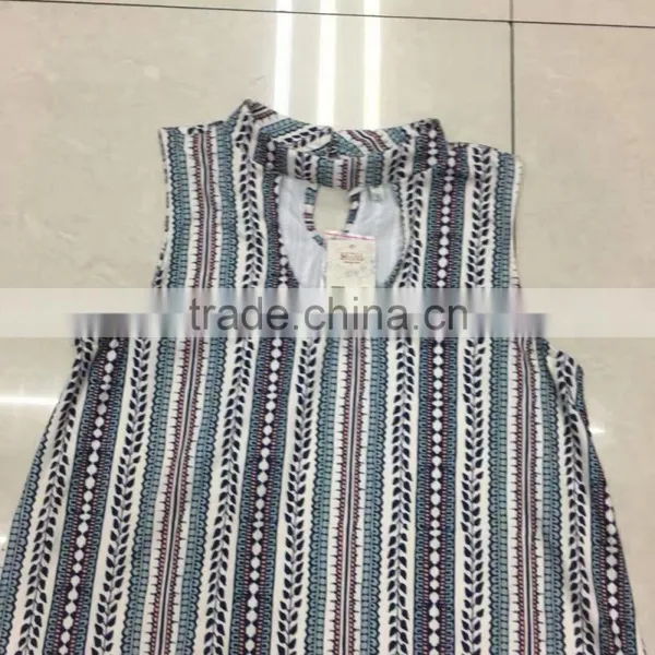 Women Fashion Sleeveless Stripe Full Print Flare Dress photo-3