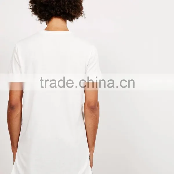 2017 Fashion Black T-Shirts Own Logo MGOO Custom Longline T Shirt Top Sell 100% Cotton Streetwear photo-2