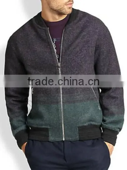 Ombre Bomber Jacket,fashion Subtle Ombre Effect Updates Jacket ,ribbed Trim Warmth Jacket photo-3