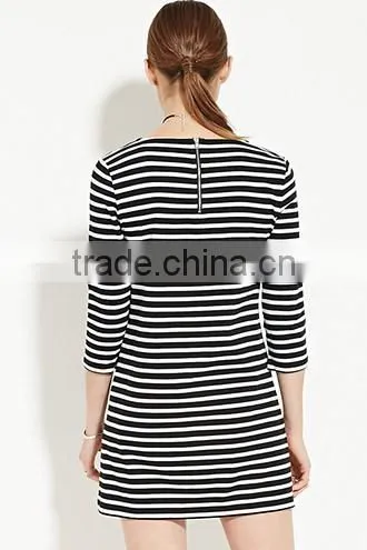 Classic Stripes Straight 7 Minutes of Sleeve Dress photo-4