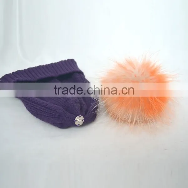 Myfur Popular New Cable Woolen Knitted Hat With Raccoon Pom Pom Top photo-6