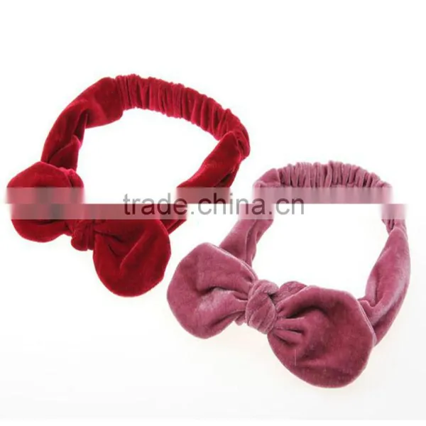 Cute Velvet Headbands Knot Ear Bow Turban photo-6