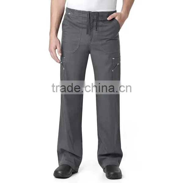 Men's Pewter V-Neck Scrub Top With Multi Functional Pockets photo-3