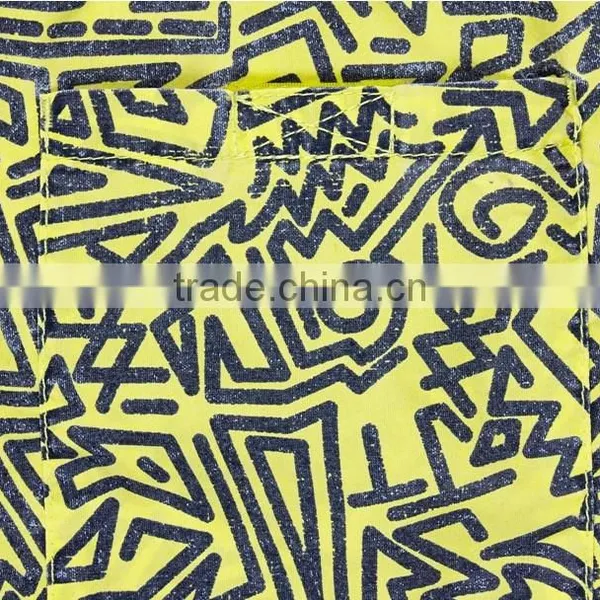 Factory Custom 100% Cotton Wholesale Athletic Shorts With Abstract Print Acid Wash photo-3