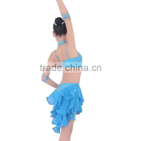 Teen Girls Multi-Straps Latin Dance Wear Kids Ballroom Latin Competition Dress photo-4