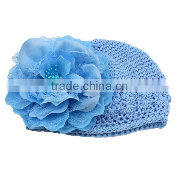 Fashion Cheap Fancy Baby Crochet Hat With Pretty Flower photo-2
