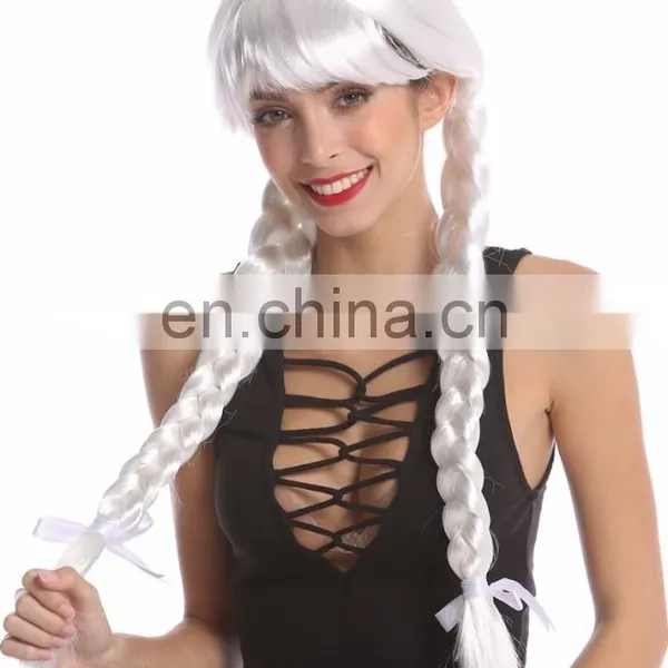 Carnival White Pigtail Party Wigs P-W232 photo-5