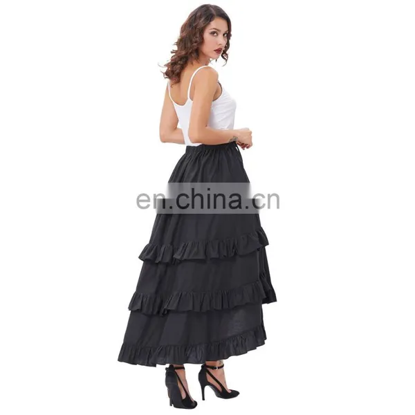 Belle Poque Retro Vintage Gothic Womens Costume Cotton Black High Low Skirt BP000222-1 photo-4