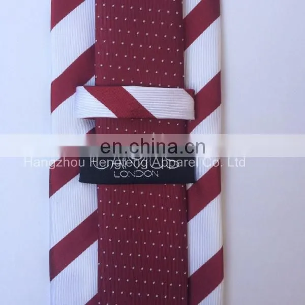 100% Silk Tie White And Red Stripe Design photo-2