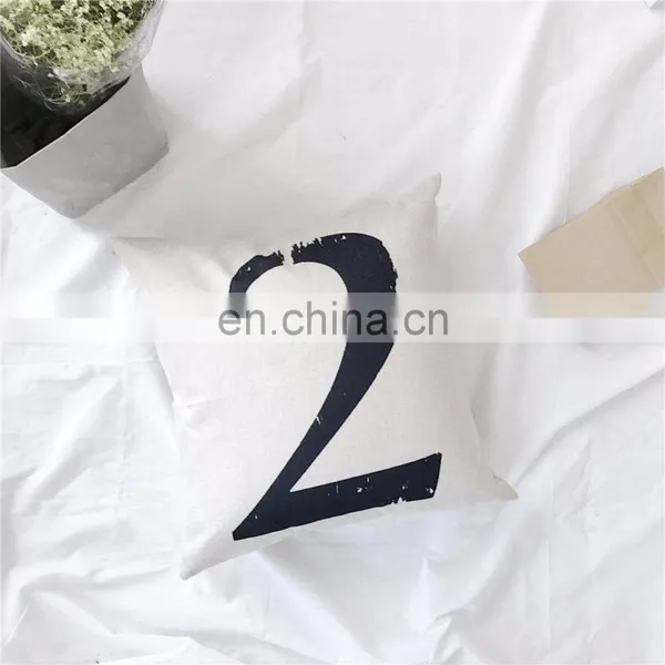 Popular Promotional Number Design Cotton Linen Cushion Cover photo-3