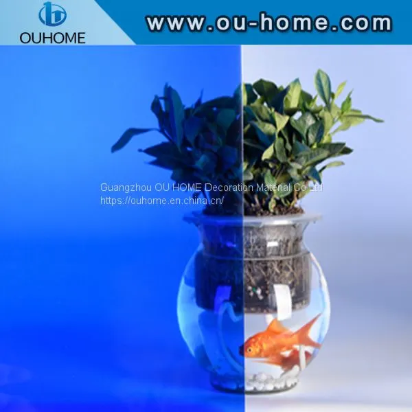 BT108 Blue Transparent Glass Decorative Window Film photo-2