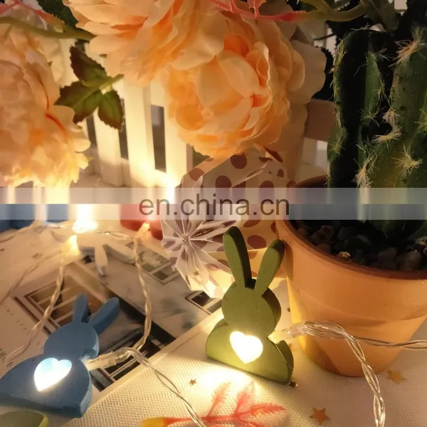 2020 New 10L Led Easter Festival Colorer Wood Rabbit Heart String Light For Home Decoration Bedroom Wall Holiday Lighting photo-4