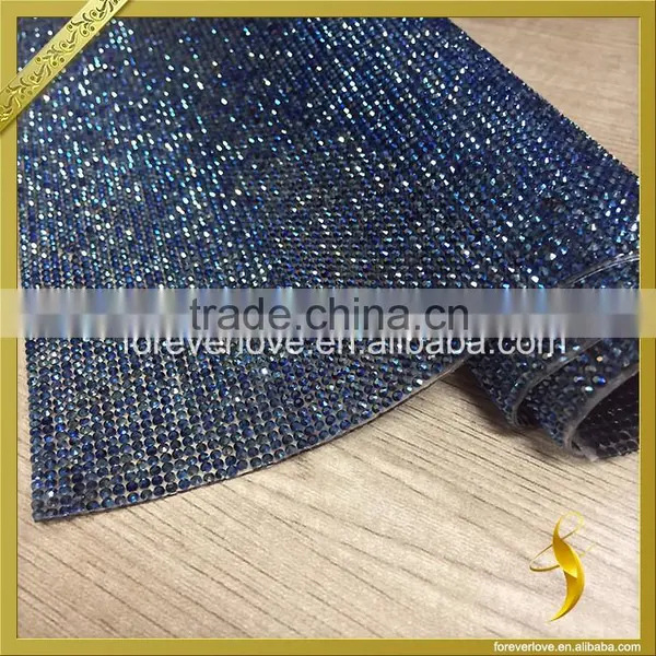 Wholesale Blue Hot Fix Rhinestone Crystal Trimming Mesh FRM-235 photo-3