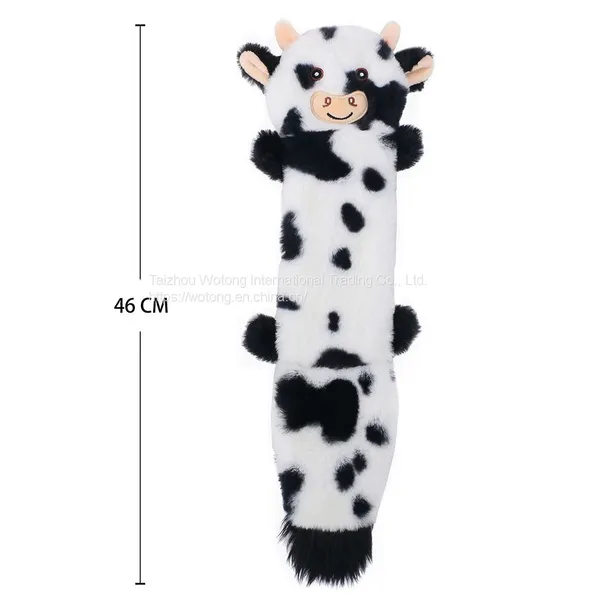 Durable Simulation Animal Plush No Stuffing Cow Giraffe Zebra Chew Resistance Squeaky Plush Pet Dog Toy