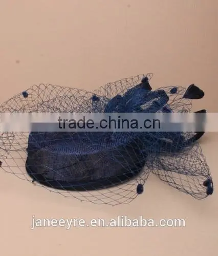 New Coming Fashion Chuch/Races Sinamay Base Top Fascinator Hat With Veil photo-3