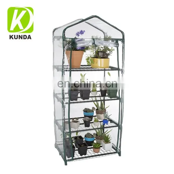 4-Tier Outdoor Mini Small Garden Greenhouses Grow Tent With Zippered Cover and Metal Shelves