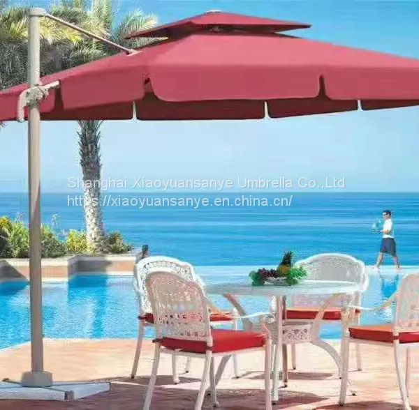 Big Roman Umbrella Side Standing, Courtyard Umbrellas, Square and Round Hand Pushed Banana Umbrella photo-3
