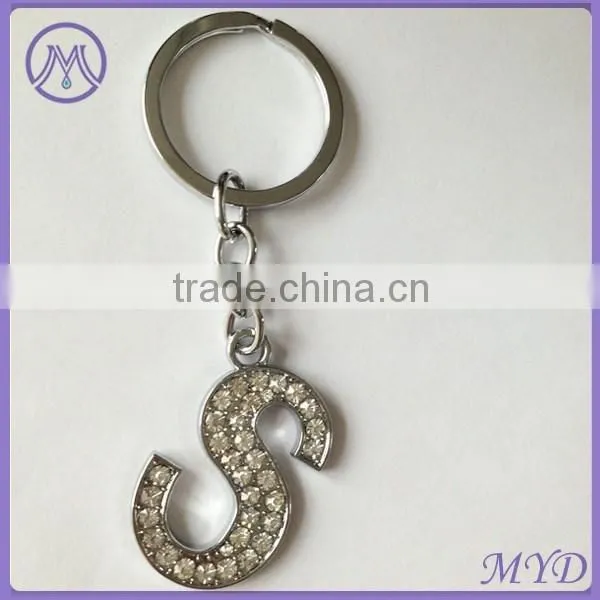 Letter R Rhinestone Metal Alphabet Key Ring From Factory Directly photo-3