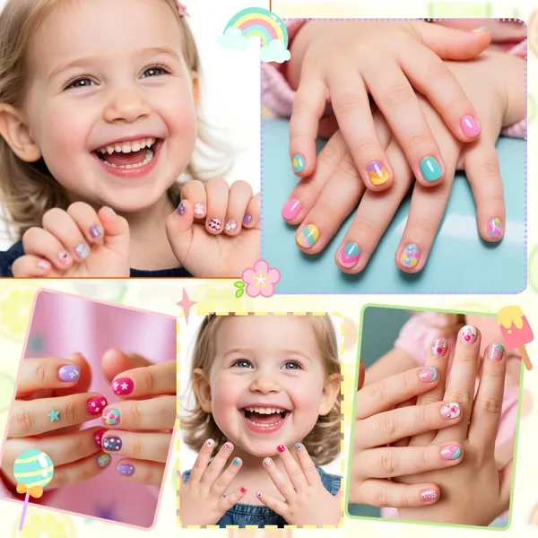 Press-on Nails for Kids With Adhesive Backing – Sweet Princess-Style Pre-Designed False Nails (Perfect for Holidays & Gifts) photo-3
