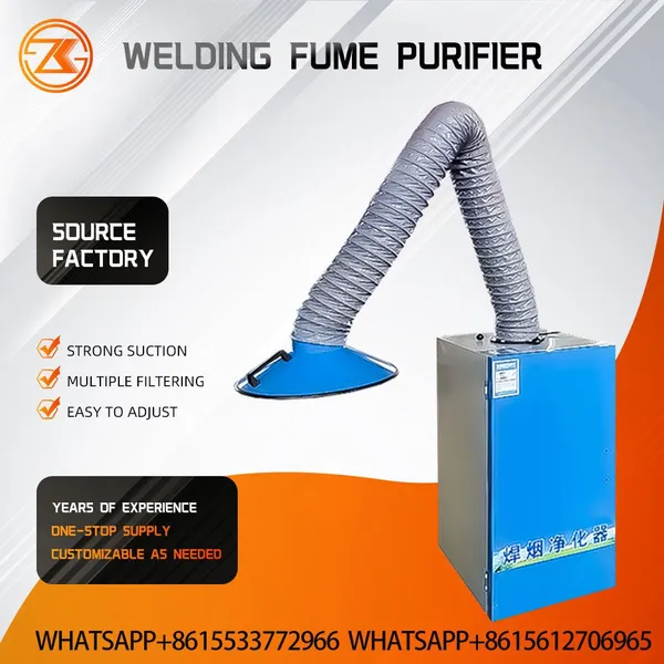 Double Arm Auto Pulse Cleaning Welding Fume Extraction Machine Two Workstation Industrial Welding Smoke Collector photo-5