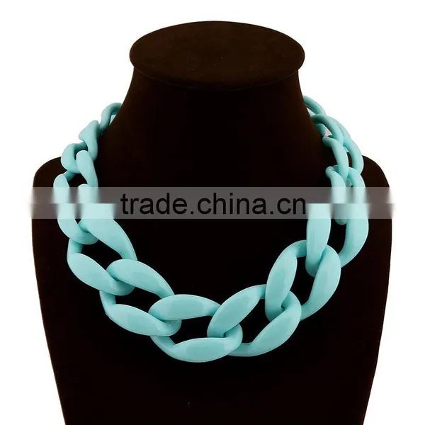 Multicolored Resin Acrylic Chain Chunky Statement Fashion Necklace 2016 photo-3