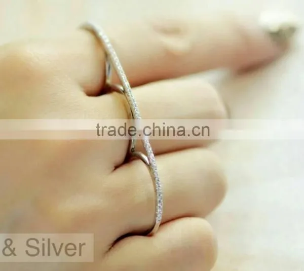 Fashion Jewelry With Zircon Three-in-one Engagement Crystal Finger Ring