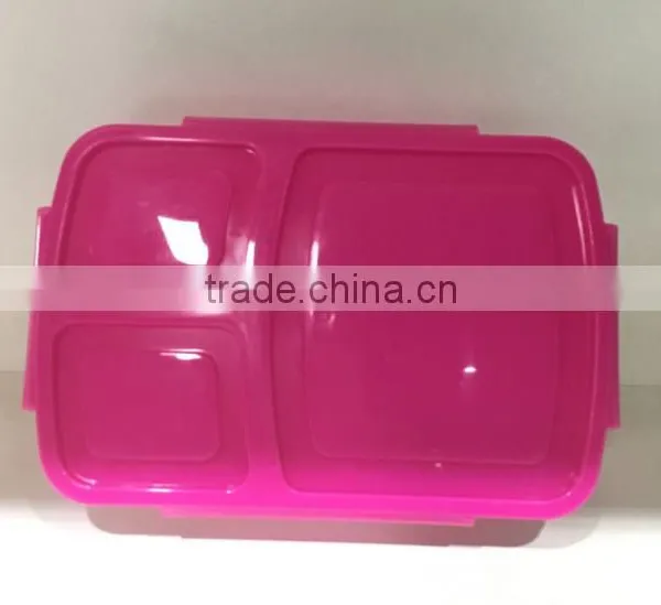 Food Grade 3 Compartments Plastic Bento Box With Lid FDA Approval Plastic Bento Box photo-3