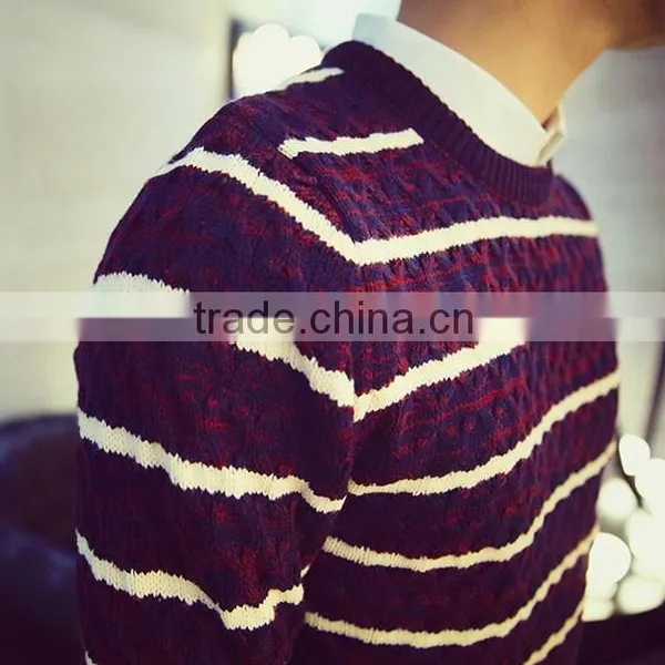 Wholesale Winter Fashion Cheap High Quality Man Sweater for Thick Stripe Sweaters photo-3