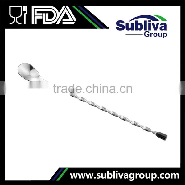 Novelty 288mm Stainless Steel 304 Flat Disc Twisted Cocktail Spoon