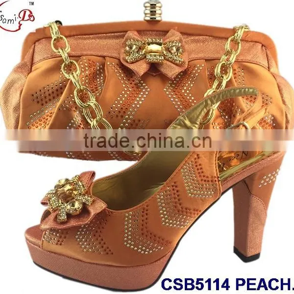 CSB5114 New International Trends Fashion Style African Design High Heel Shoes Matching Bag With Stone photo-2