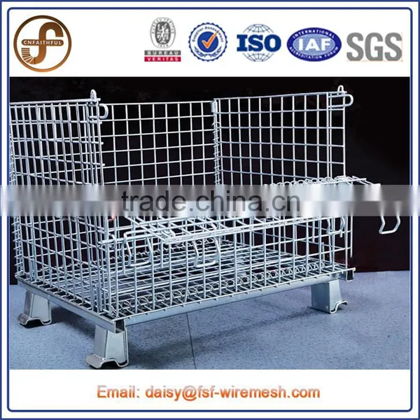 Industrial folding 1200x1000x1000mm metal storage cage with wheels made in china
