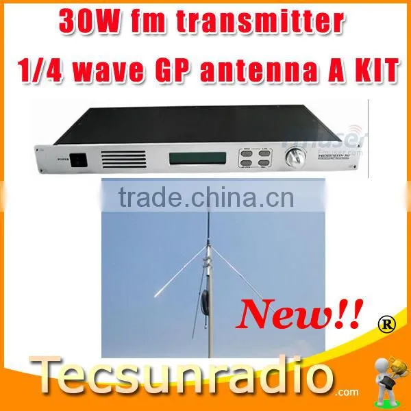 Fmuser 30W 1U Professional FM Exciter Broadcast Transmitter Wireless Receiver fm Radio Low Price Portable and 1/4 Wave GP Antenn
