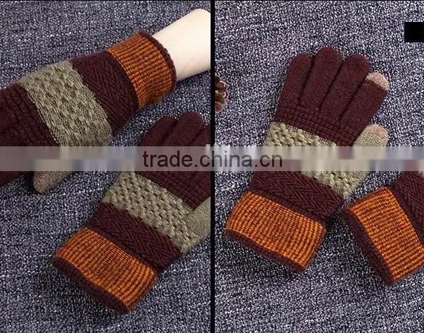 Wholesale Contrast Color Touch Sreen Gloves For Lifestyle With 2 Conductive Fiber Fingertips photo-3