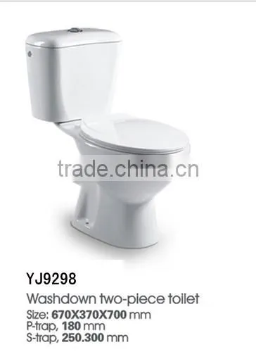 YJ9298 Bathroom Ceramics P-trap S-trap Two Pcs Toilet /WC/Water Closet