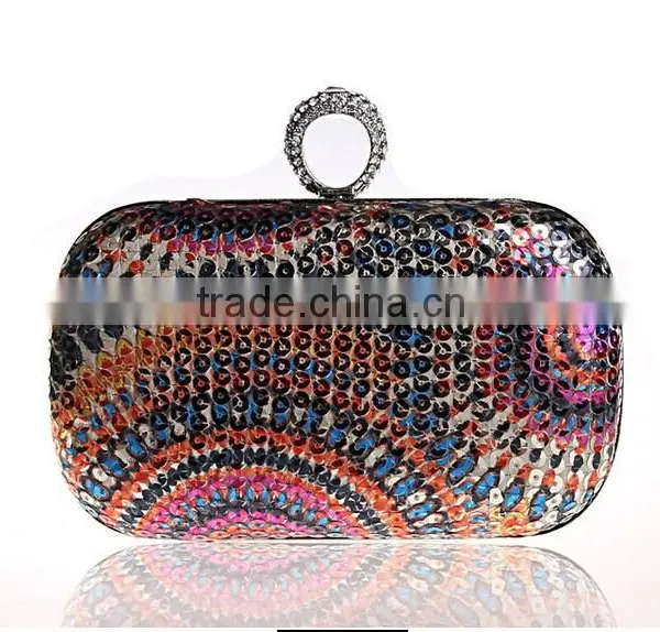 Fashion Eye of the Angel Lady Aluminum Box Sequin Clutch Evening Bags photo-2