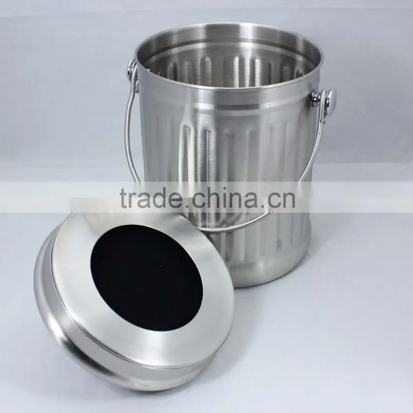 1.0 Gallon Stainless Steel Kitchen Compost Pail With Charcoal Filter photo-6