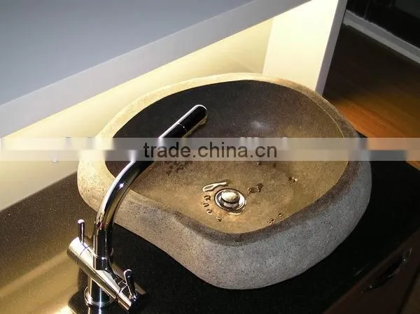 Natural Bathroom Cobble Stone Pedestal Basin photo-3
