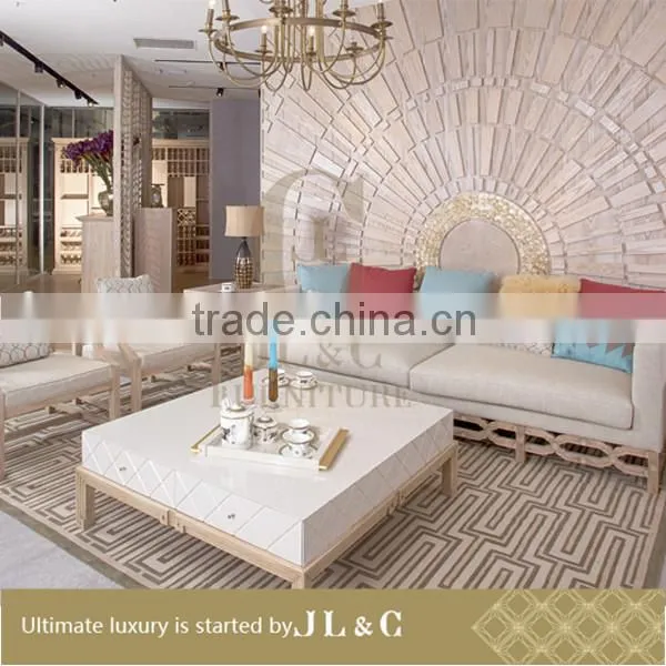 Luxury Living Room AT11-14 Diamond Pattern Coffee Table Oak Material Factory Price From China JL&C Luxury Home Furniture photo-3