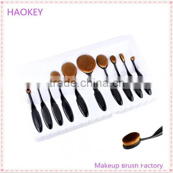 10PC/Set Pro Toothbrush Shaped Eyebrow Foundation Power Face Eyeliner Lip Oval Cream Puff Brushes Makeup Beauty Tools Set photo-6