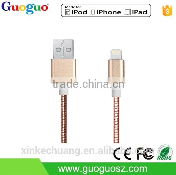 Wholesale Promotion Metal Braided Tranfer 8 Pin Mfi Data Cable for Iphone7 photo-2