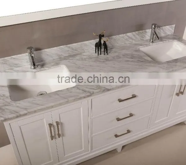 60'' Bathroom Vanity Cabinet With White Carrara Marble Top photo-2