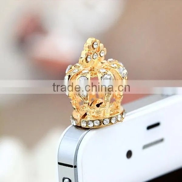 Small Quantity Wholesale 3d Crown Rhinestone Embellished Dust Plug for Phone"s photo-5