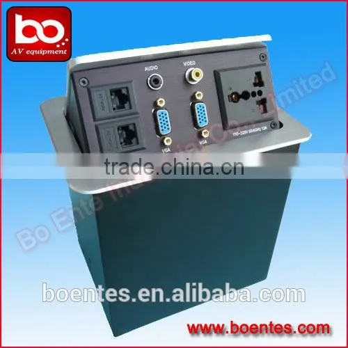 Aluminum Brushed Hydraulic Tabletop Pop Up Socket/Desktop Power Outlets With Bottom Interface Plug photo-3