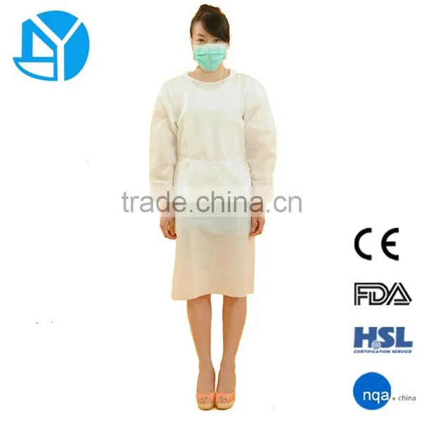 Spunlace Nonwoven White Long Sleeved Protective Gown photo-4