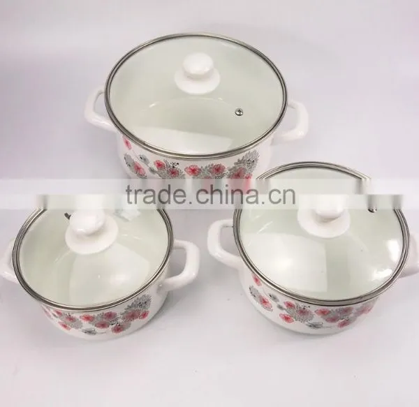 6 Pcs Flower Printing Enamel Cookware Set With Decoration photo-4