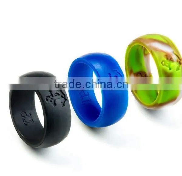 Luxury Anchor Design Silicone Rings for Men With 3 Stylish Black, Aqua and Camouflage Beautiful Designs Included Chosen To Show